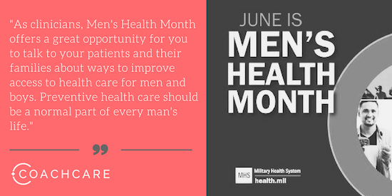 As clinicians, Men's Health Month offers a great opportunity for you to talk to your patients and their families about ways to improve access to health care for men and boys.