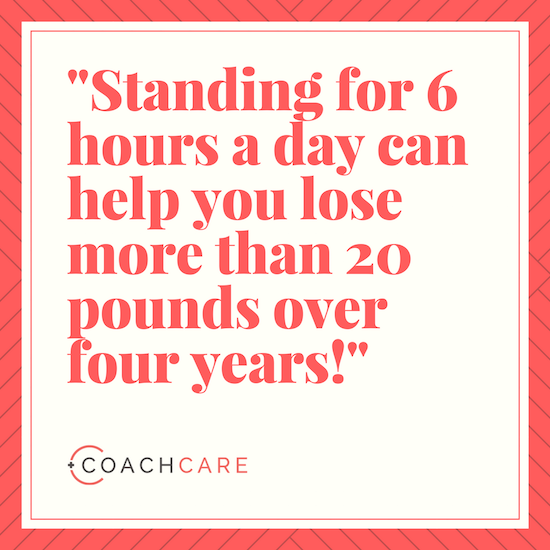 Standing for 6 hours a day can help you lose more than 20 pounds over 4 years!