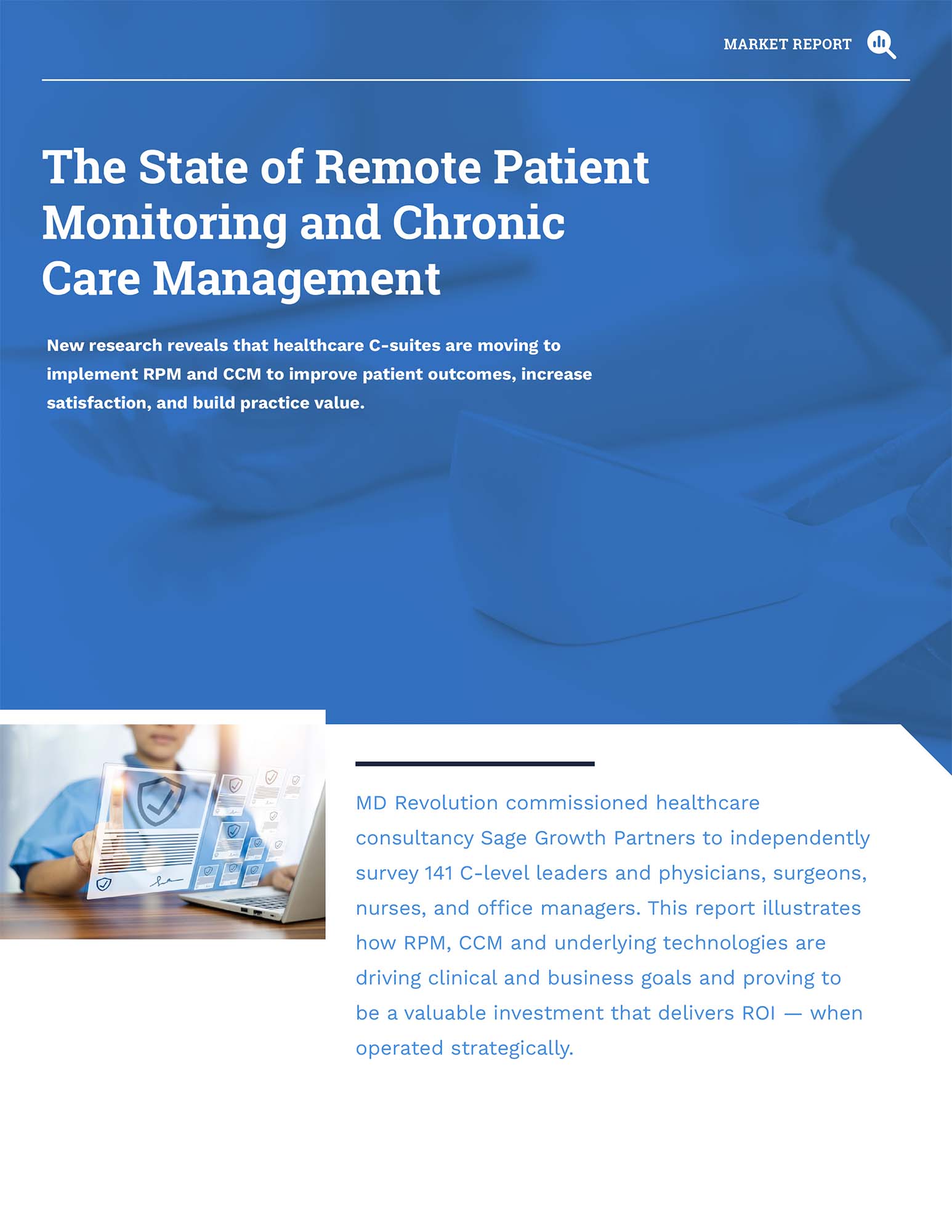 Remote patient monitoring and chronic care management report cover.
